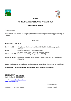 POZIV NA BELI&Scaron;ĆANSKI PODRAVSKI PJE&Scaron;AČKI PUT