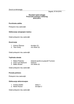 Rezultati ispita kolegija Proizvodni postupci - FSB-a