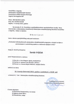 Obrana specijalističkog rada - Sanda Vrljičak
