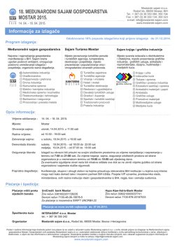 Prijavni list - Mostarski Sajam