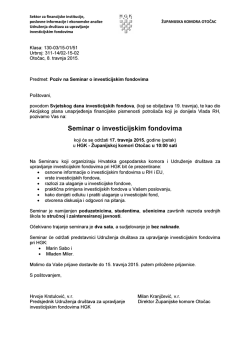 Seminar o investicijskim fondovima