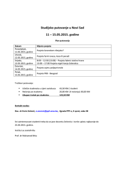 Studijsko putovanje u Novi Sad 11 &ndash; 15.05.2015. godine