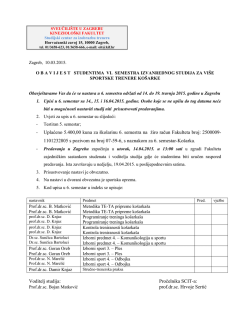 OBAVIJEST VI\. SEMESTAR KOSARKA2015