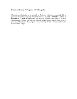 Izmjena u odvijanju JGP u petak,17.04.2015. godine