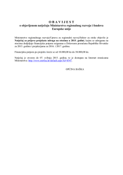 Obavijest o objavljenom natječaju Ministarstva