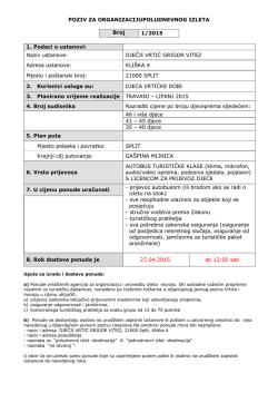 Poziv za organizaciju poludnevnog izleta