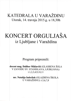Koncert orguljaša – 14.4.2015