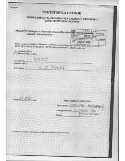 Page 1 PRIJESTONICA CETINJE SEKRETARIJAT z&ecirc;