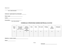 EVIDENCIJA O PROIZVODNJI SADNOG MATERIJALA ZA IZVOZ