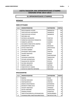 ΑΠΟΤΕΛΕΣΜΑΤΑ ΕΓΓΡΑΦΩΝ ΣΤΟΥΣ ΒΡΕΦΟΝΗΠΙΑΚΟΥΣ ΚΑΙ