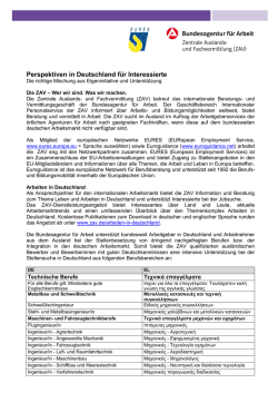 Perspektiven in Deutschland f&uuml;r Interessierte