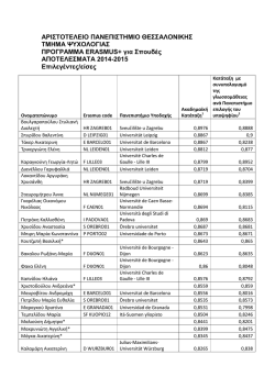 &Alpha;&pi;&omicron;&tau;&epsilon;&lambda;έ&sigma;&mu;&alpha;&tau;&alpha; &epsilon;&pi;&iota;&lambda;&omicron;&gamma;ή&sigmaf; Erasmus 2014-15.pdf
