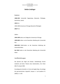 Dr. Lindinger, Stefan - Fachbereich für deutsche Sprache und Literatur
