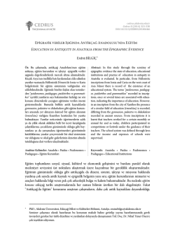 Epigrafik Veriler Işığında Antik&ccedil;ağ Anadolusu`nda Eğitim
