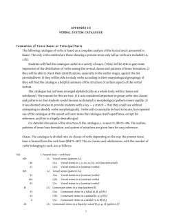 APPENDIX III VERBAL SYSTEM CATALOGUE