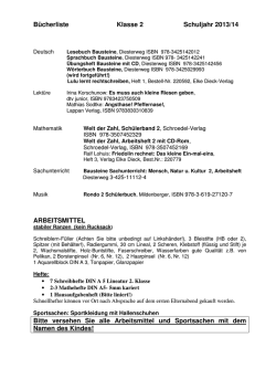 Bücherliste Klasse 2 Schuljahr 2013/14 ARBEITSMITTEL Bitte