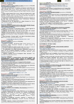 FRIDAY 18 MAY 2012 SATURDAY 19 MAY 2012