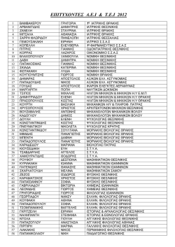 ΕΠΙΤΥΧΟΝΤΕΣ Α.Ε.Ι & Τ.Ε.Ι 2012