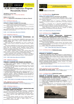 ICIB 2014 Conference Program Thessaloniki, Greece