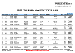 &Delta;&Epsilon;&Kappa;&Tau;&Omicron;&Iota; &Upsilon;&Pi;&Omicron;&Psi;&Eta;&Phi;&Iota;&Omicron;&Iota; &Sigma;&Nu;&Delta; &Alpha;&Kappa;&Alpha;&Delta;&Eta;&Mu;&Alpha;Ϊ&Kappa;&Omicron;&Upsilon; &Epsilon;&Tau;&Omicron;&Upsilon;&Sigma; 2013-2014