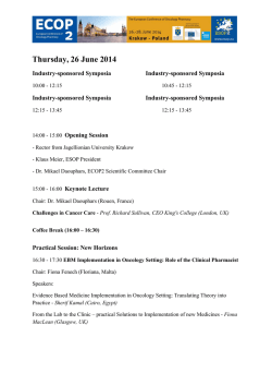 scientific program - European Society of Oncology Pharmacy