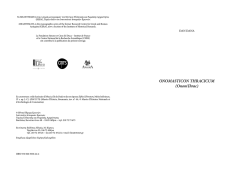 ONOMASTICON THRACICUM - Anthropologie et Histoire des