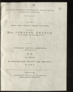 Quinta Iliadis homeric&aelig; rhapsodia, gr&aelig;ce et svetice. Quam