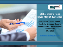 Electric Hand Dryer Industry  Market Classification and Reason for Growth In Business