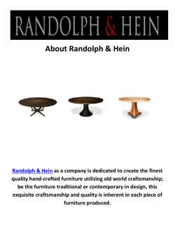 Randolph & Hein Handmade Furniture in Los Angeles