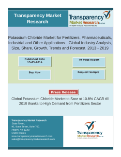 Potassium Chloride Market to Exhibit Growth a 10.8% CAGR from 2013-2019