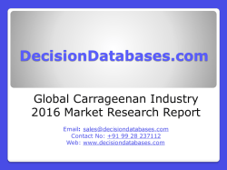 Global Carrageenan Industry Sales and Revenue Forecast 2016 