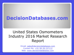 United States Osmometers Industry- Size, Share and Market Forecasts 2020 