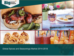 Spices and Seasonings- Global Market Trends and Demands 2014-2018