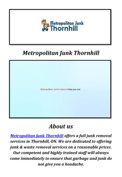 Metropolitan Junk & Waste Removal Thornhill