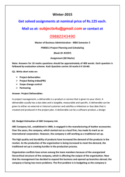 PM0011-Project Planning and Scheduling