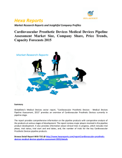 Cardiovascular Prosthetic Devices Medical Devices Pipeline Assessment Market Size, Company Share, Price Trends, Capacity Forecasts 2015