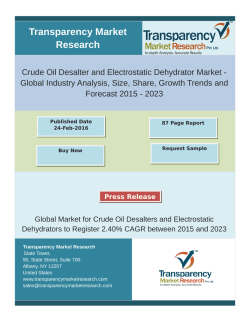 Crude Oil Desalter and Electrostatic Dehydrator Market Growth 2015 - 2023