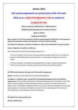 MH0059-Quality Management in Healthcare Services