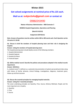MH0052-Hospital Organization, Operations and Planning