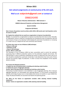 OM0013-Advanced Production and Operations Management