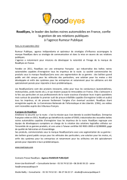 Roadeyes fait confiance &agrave; Rumeur Publique