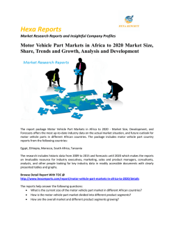 Motor Vehicle Part Markets in Africa Market Analysis and Development, 2020: Hexa Reports