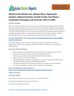 Global Insulin Market 2016 to 2022 Size,Share,Growth, Trends and Forecast,By Acute Market Reports