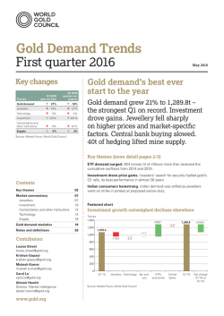 World Gold Council - Gold Demand Trends First Quarter 2016 (世界黃金協會 - 黃金需求趨勢報告2016第一季度)
