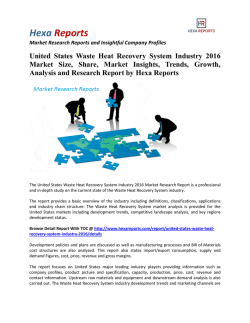 United States Waste Heat Recovery System Industry 2016 Market Size, Share and Growth: Hexa Reports