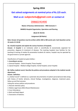 MH0052-Hospital Organization, Operations and Planning