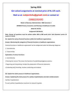MH0054-Finance, Economics and Planning in Healthcare