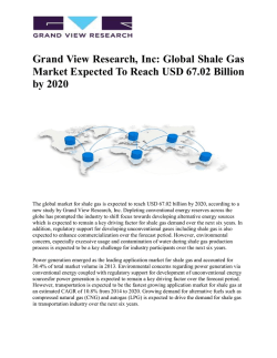 Shale Gas Market Expected To Reach USD 67.02 Billion by 2020