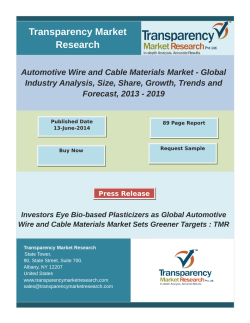 Investors Eye Bio-based Plasticizers as Global Automotive Wire and Cable Materials Market Sets Greener Targets