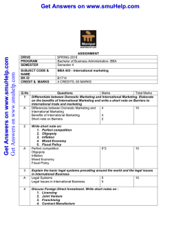 BBA403DEernationalMarketingDE assignment spring 2016